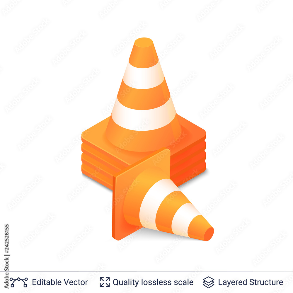 Set of 3d traffic cones isolated on white. Set of 3d traffic cones isolated on white.