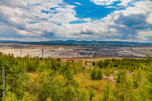  Open coal mining pit with heavy machinery, Most, Czech Republic
