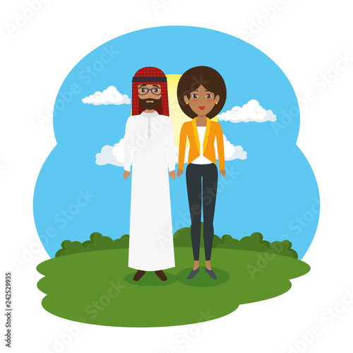 arabian couple in the landscape