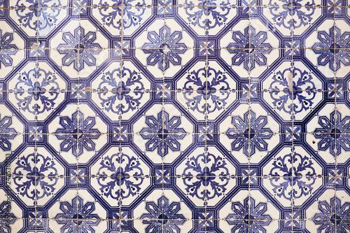 Beautiful decorative tiles on the streets of Lisbon, Portugal.