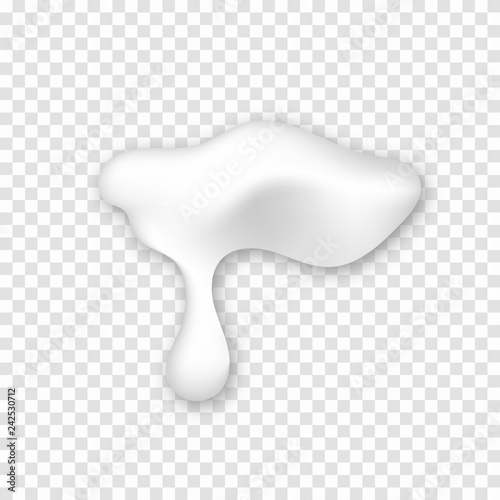 White cream or yoghurt drop isolated on transparent background. Mayonnaise or sour cream texture