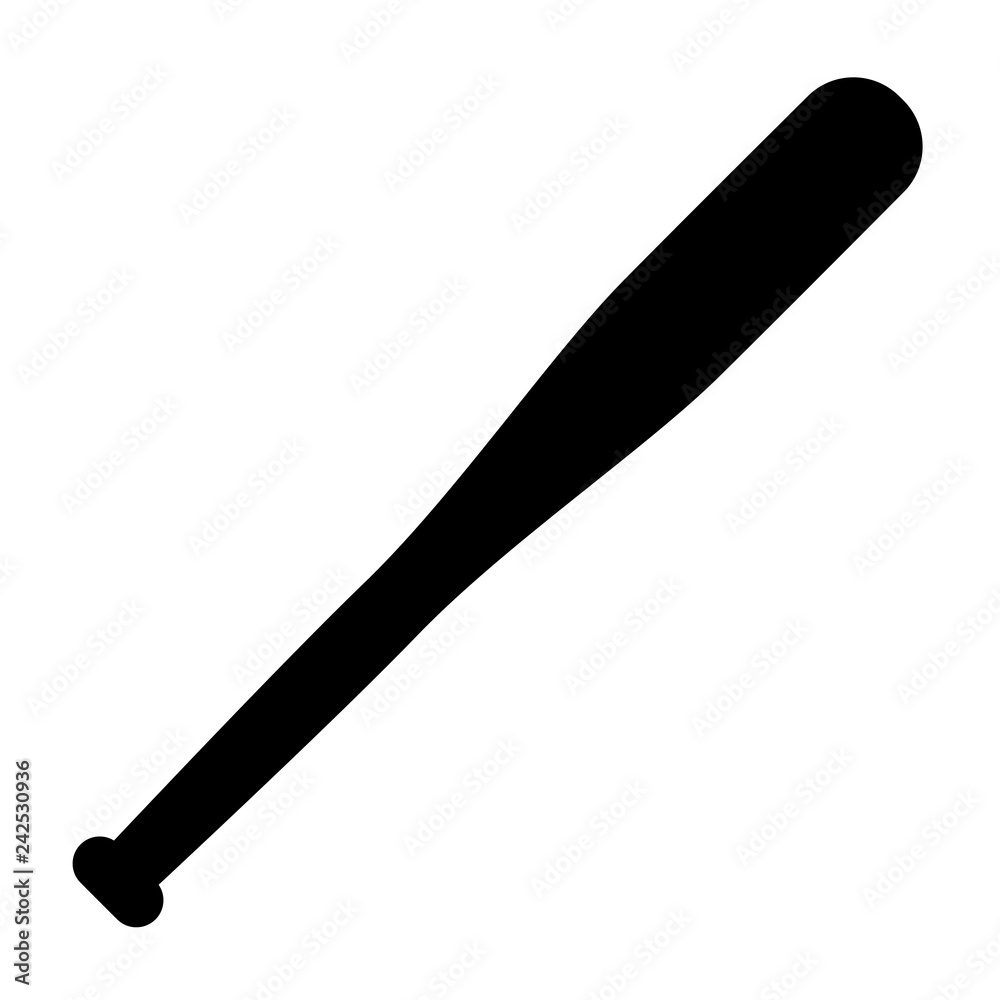 Black Baseball Bat Icon on the white background. Club Black Baseball Bat Icon on the white background. Club