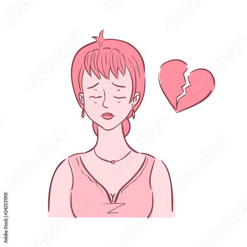 Woman with broken heart