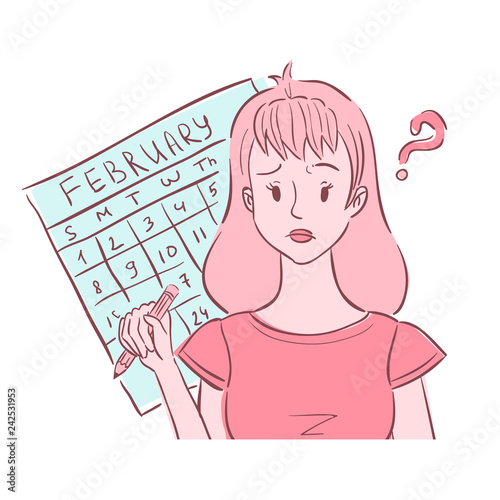 Confused young woman thinking of her irregular periods