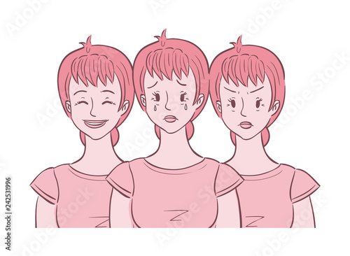Woman shown in different moods