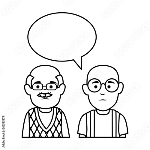 cute grandfathers with speech bubble