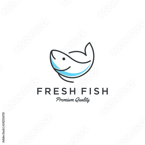 fish logo seafood badge design. tuna fish logo emblem label seafood vector icon. Creative symbol of fishing club or online shop.