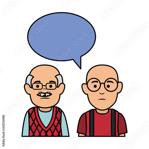 cute grandfathers with speech bubble