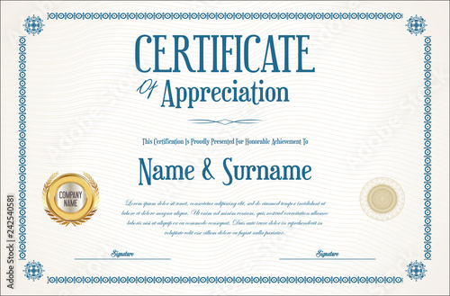 Elegant certificate or diploma retro vintage design