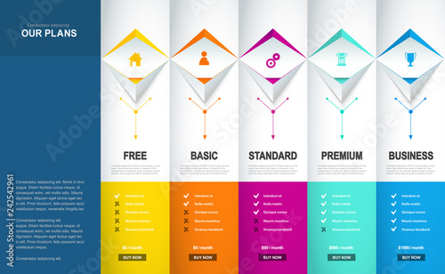 Illustration background for price comparison of services or products with illustrated abstract icons and objects.