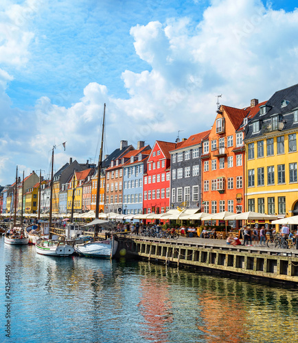 Nyhavn embankment in sunshine, Copenhagen