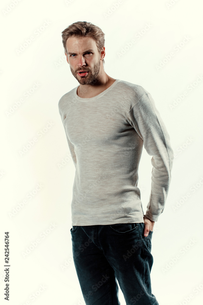 Young man posing. Isolated on white Young man posing. Isolated on white