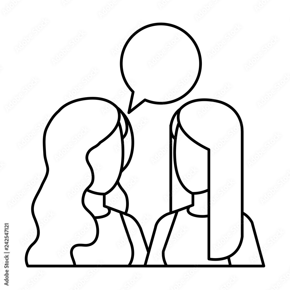 couple of girls with speech bubble couple of girls with speech bubble