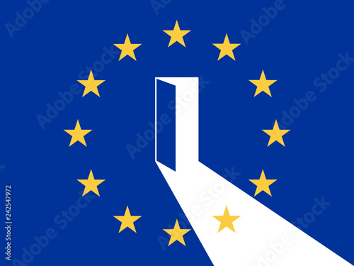 European Union Exit Door Vector Illustration