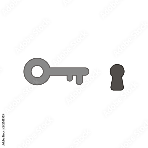 Vector icon concept of key and keyhole. Colored and color outlines.