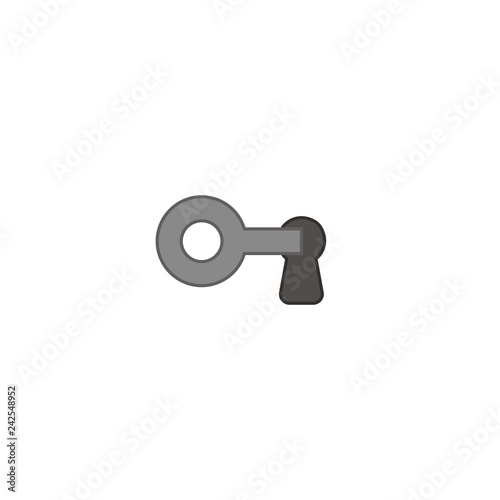 Vector icon concept of key into keyhole, lock or unlock.Colored and color outlines.