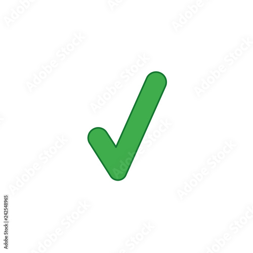 Vector icon concept of check mark. Colored and color outlines.