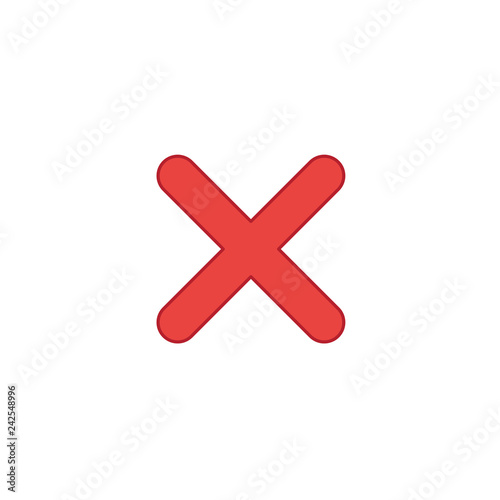 Vector icon concept of x mark. Colored and color outlines.