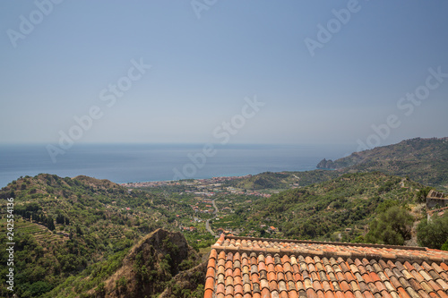 The coastal view from Savoca in Sicily photo