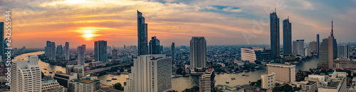 Panarama city scape at riverside in Bangkok photo