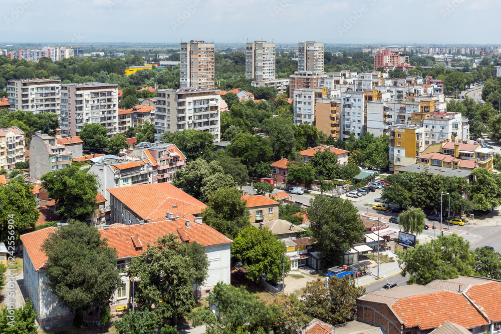 Panoramic view of city Plovdiv from Nebet Tepe hill, Bulgaria