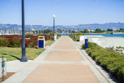 Photography Paved walking path close to Richmond Marina, San Francisco bay trail, California