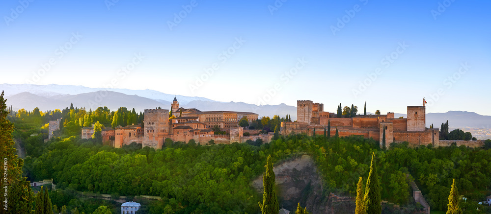 Alhambra sunrise light in Granada of Spain