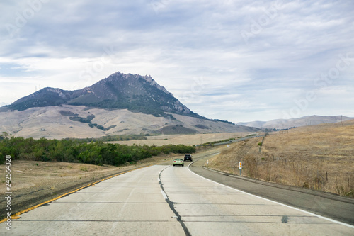 Driving on Highway 1 towards Morro Bay, San Luis Obispo county, California photo