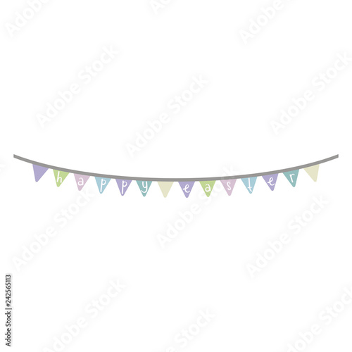 Happy Easter Bunting Banner Illustration - Easter flag banner in pastel colors