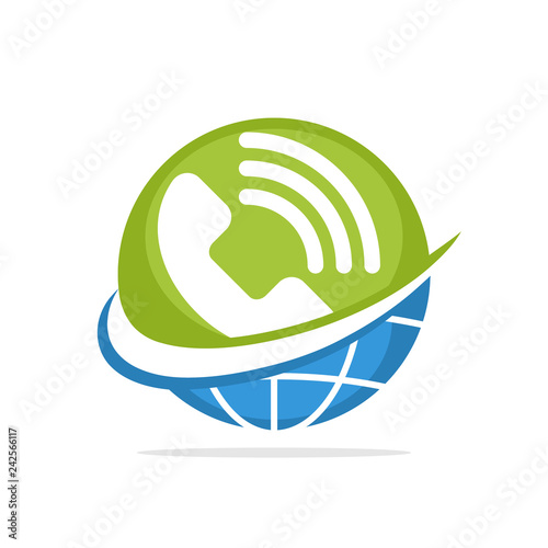 Vector illustration icon with the concept of global contact support services