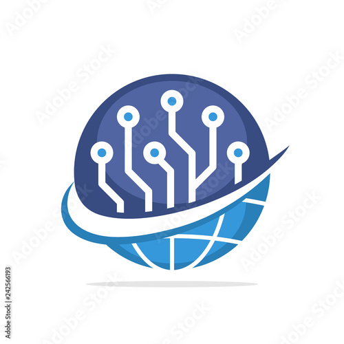 Vector illustration icon with the concept of utilizing global technology
