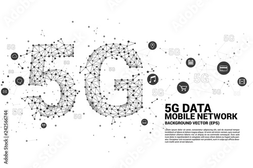 Vector Polygon dot connect line shaped 5G mobile networking networking. Concept for mobile sim card technology and network.