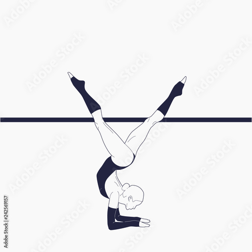 Slim sportive young woman doing fitness and yoga exercises. Healthy lifestyle. Vector illustration design isolated on white background for t-shirt graphics, icons, posters, print and other uses