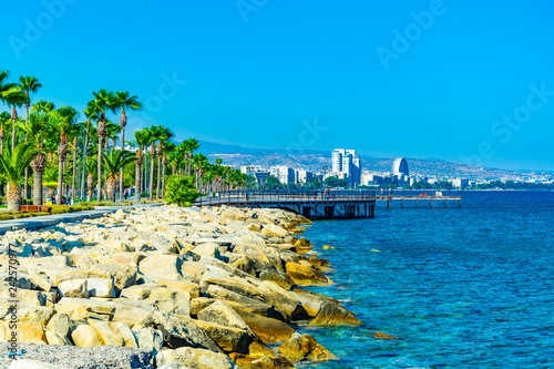 A pier leading to the mediterranean sea in Limassol, Cyprus photo