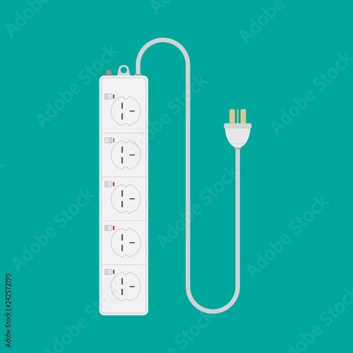 Extension Lead on iSolated Green Background, Flat Vector