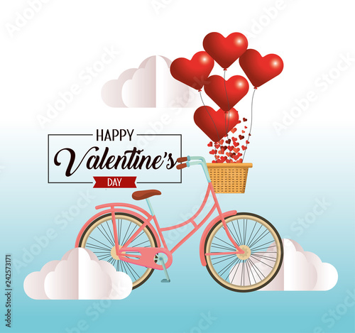 bicycle with hearts decoration to valentine celebration