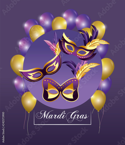 masks with feathers and balloons decoration to event photo