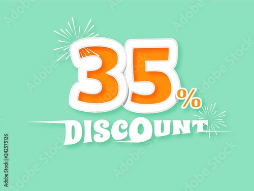 Discount 35 percent on dropshadow text. vector illustrator photo