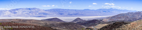 Panoramic view towards Panamint valley and mountain range, Death Valley National Park, California