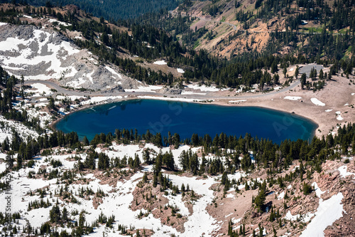 Aerial view of Lake Helen as seen from the trail to Lassen Peak  Lassen Volcanic National Park, Northern California © Sundry Photography
