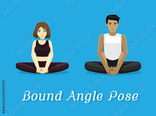 Manga Style Cartoon Yoga Bound Angle Pose