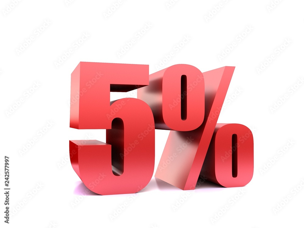 five percent symbol .3d rendering