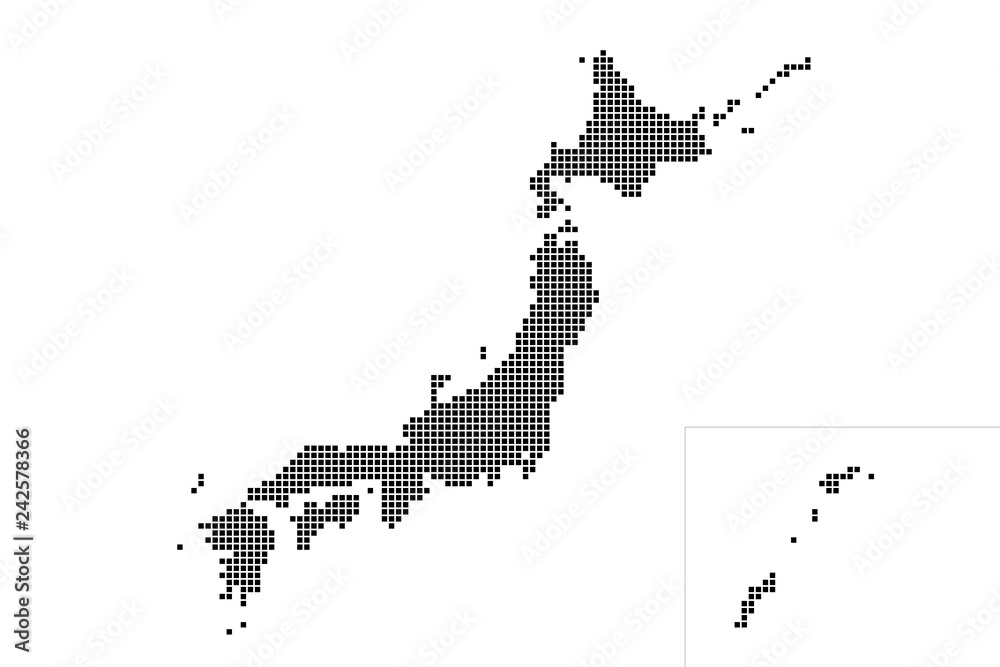 Fototapeta Japan map composed of dots. ドットで構成された日本地図