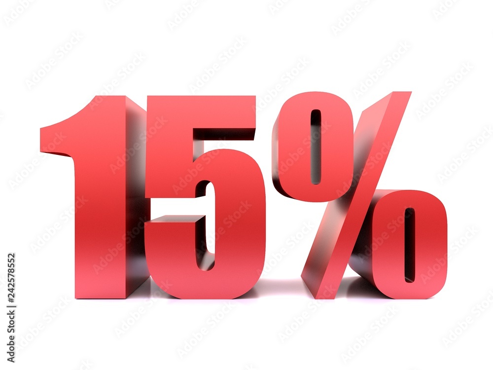 fifteen percent symbol .3d rendering fifteen percent symbol .3d rendering