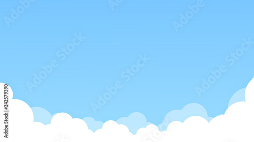 Obraz na płótnie Blue sky with white clouds Flat style simple. Soft cloudy gradient Pastel. Abstract paint background in sweet color w salonie