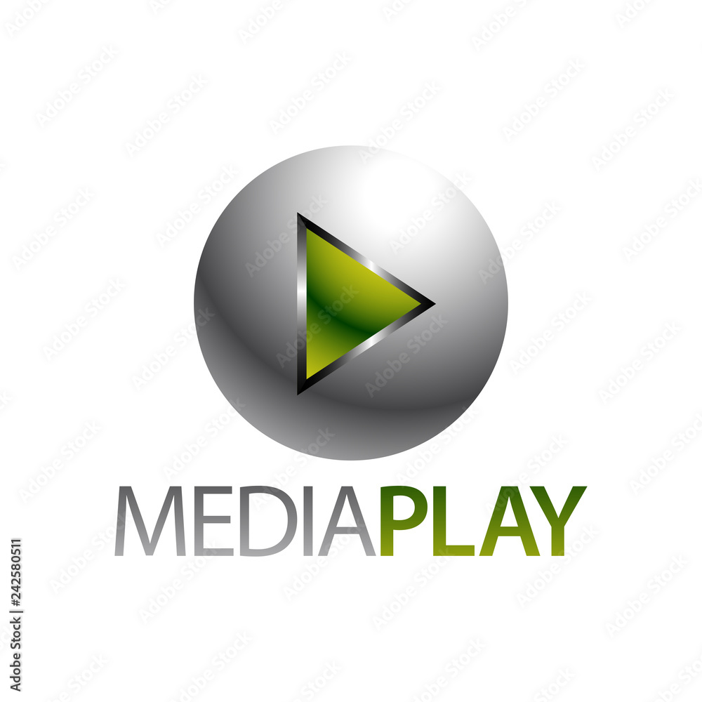 Shiny sphere green media play icon logo concept design template Shiny sphere green media play icon logo concept design template