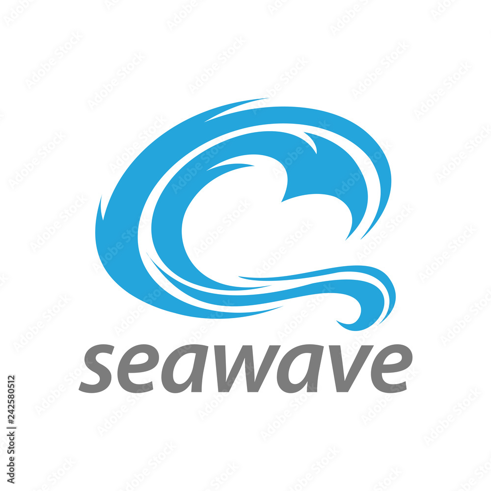 Abstract illustration blue sea wave logo concept design template Abstract illustration blue sea wave logo concept design template