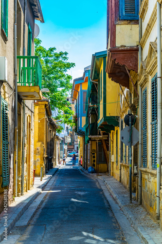 View of a narrow street in the historical center of Nicosia, Cyprus
