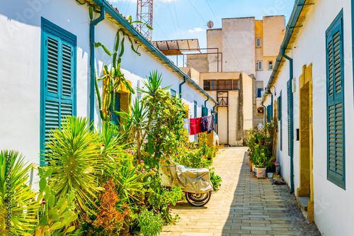 White houses at Samanbahce quarter of Lefkosa, Cyprus photo