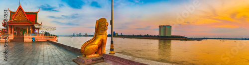 Phnom Penh riverside. Cambodia. Panorama